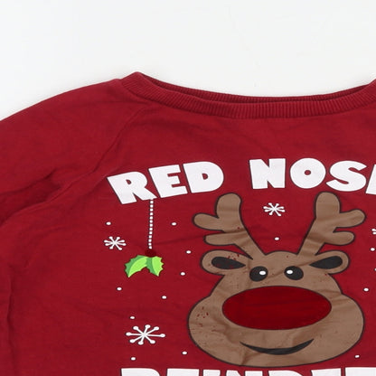 Primark Boys Red  Cotton Pullover Sweatshirt Size 6-7 Years  Pullover - Rudolph Christmas