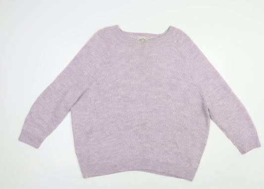 F&F Womens Purple Boat Neck  Acrylic Pullover Jumper Size 14
