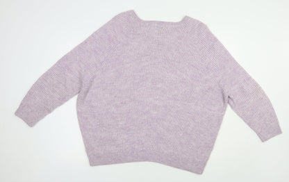 F&F Womens Purple Boat Neck  Acrylic Pullover Jumper Size 14