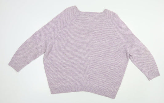 F&F Womens Purple Boat Neck  Acrylic Pullover Jumper Size 14