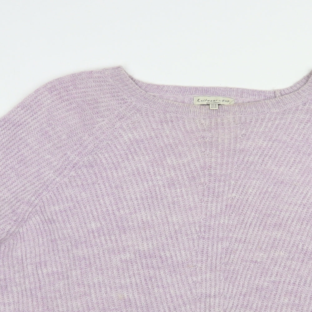 F&F Womens Purple Boat Neck  Acrylic Pullover Jumper Size 14