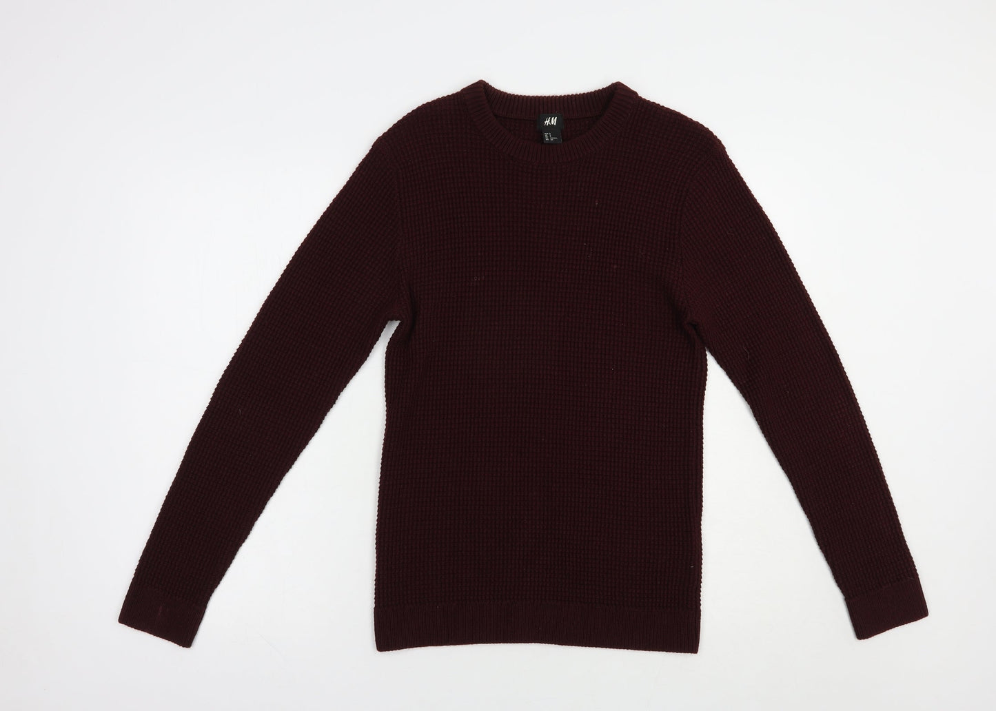 H&M Mens Brown Crew Neck  Acrylic Pullover Jumper Size S