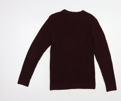 H&M Mens Brown Crew Neck  Acrylic Pullover Jumper Size S