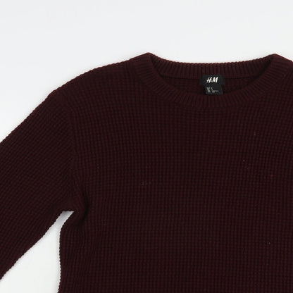 H&M Mens Brown Crew Neck  Acrylic Pullover Jumper Size S