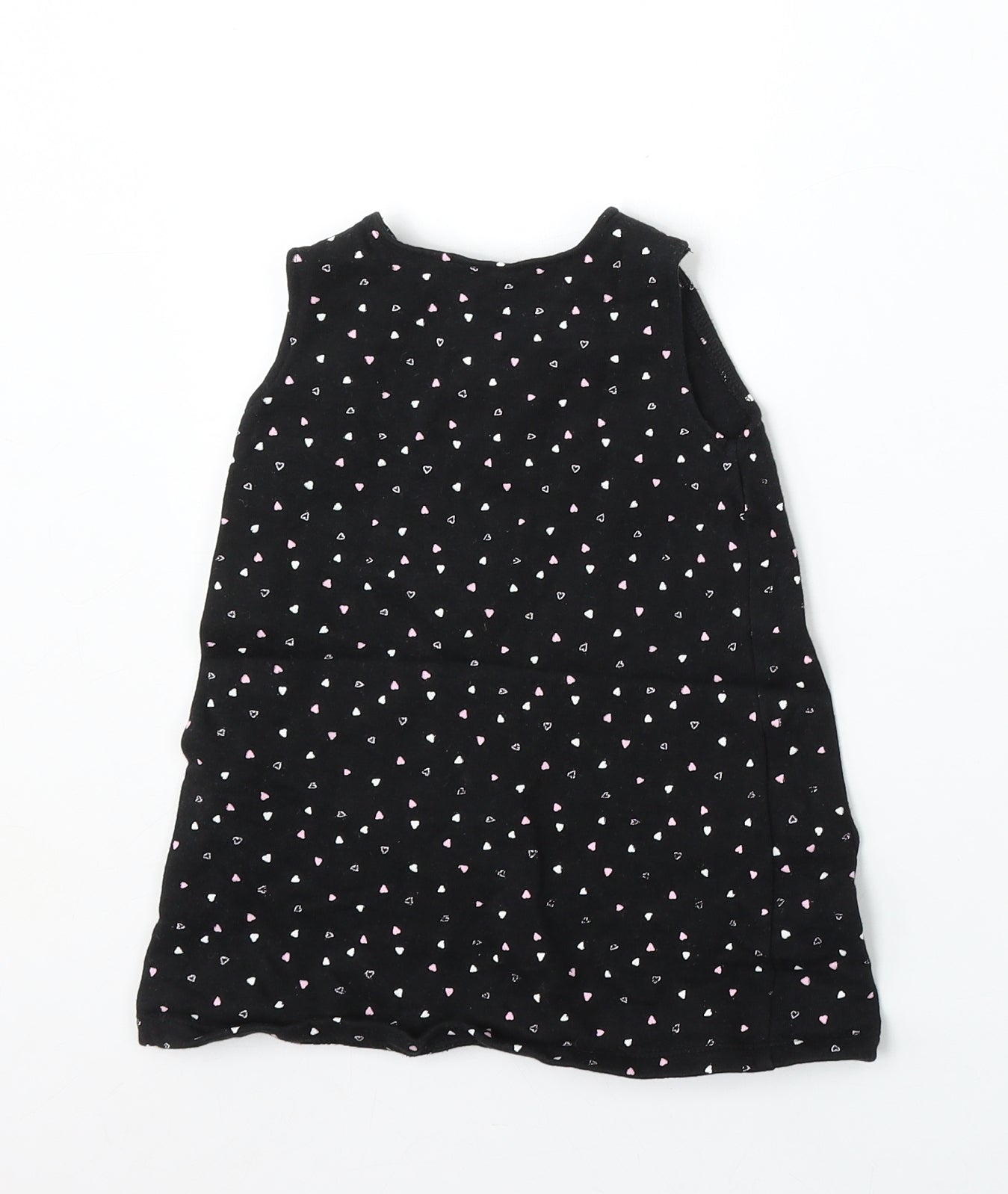 George Girls Black Geometric Cotton Pinafore/Dungaree Dress  Size 12-18 Months  Round Neck