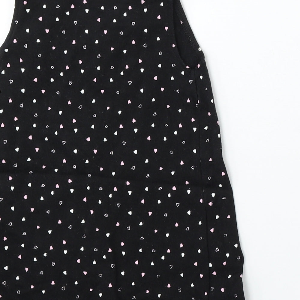 George Girls Black Geometric Cotton Pinafore/Dungaree Dress  Size 12-18 Months  Round Neck