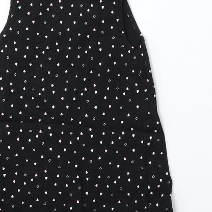 George Girls Black Geometric Cotton Pinafore/Dungaree Dress  Size 12-18 Months  Round Neck