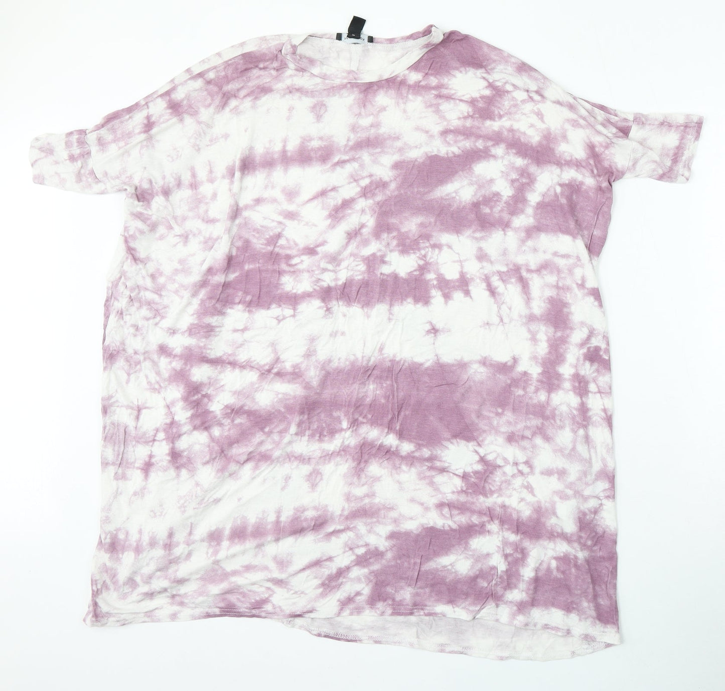 New Look Womens Purple Geometric Viscose Basic T-Shirt Size 10 Round Neck