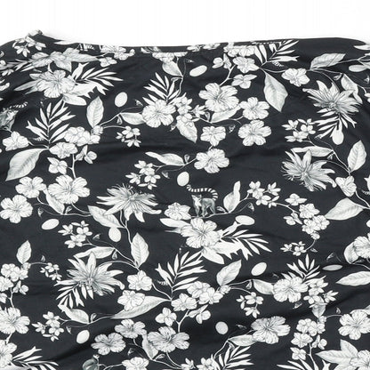 Primark Womens Black Round Neck Floral Polyester Pullover Jumper Size L