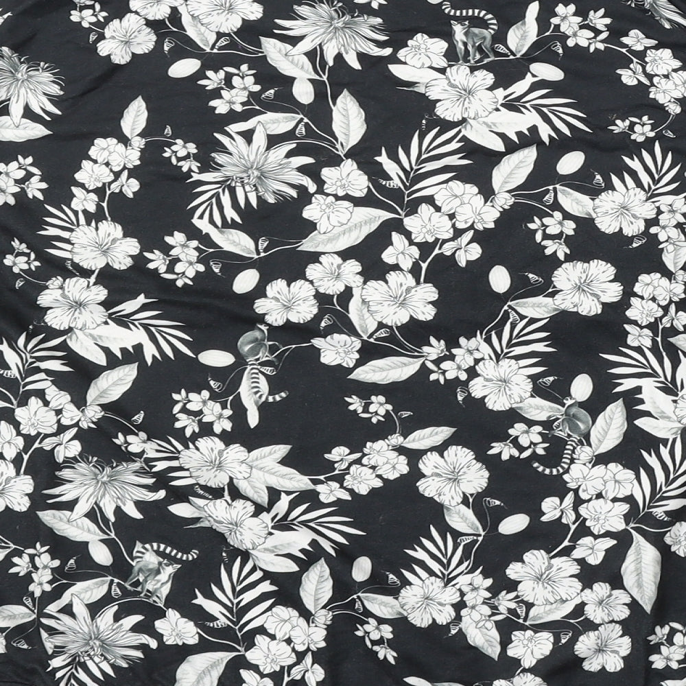 Primark Womens Black Round Neck Floral Polyester Pullover Jumper Size L