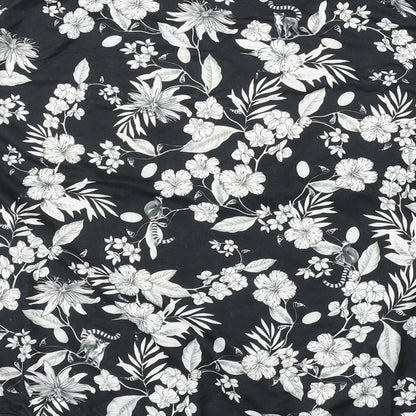 Primark Womens Black Round Neck Floral Polyester Pullover Jumper Size L