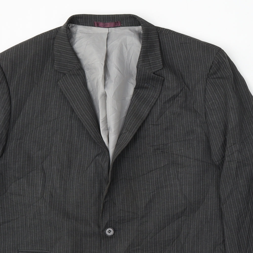 Taylor & Wright Mens Grey Striped Polyester Jacket Suit Size 48