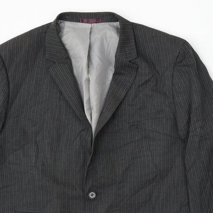 Taylor & Wright Mens Grey Striped Polyester Jacket Suit Size 48