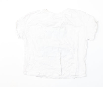Dunnes Stores Girls White  Cotton Basic T-Shirt Size 10-11 Years Round Neck  - St patrick's day