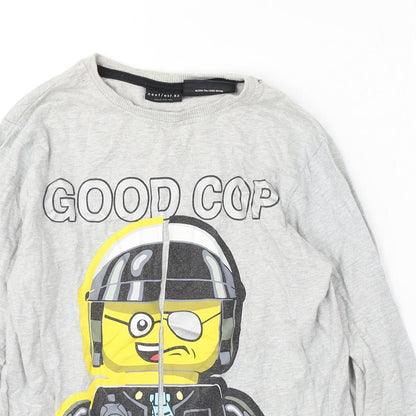NEXT Boys Grey  Cotton Basic T-Shirt Size 9 Years Round Neck  - LEGO