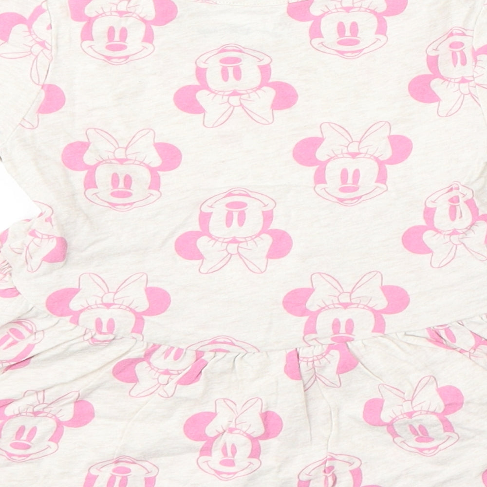 Baby GAP Girls Beige Geometric Cotton Skater Dress  Size 2 Years  Round Neck  - Disney