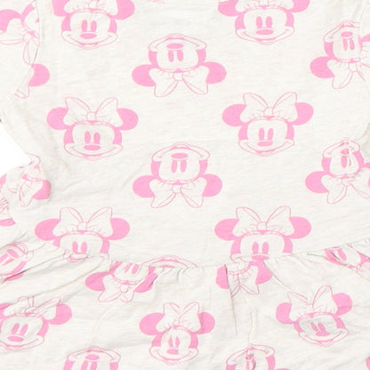 Baby GAP Girls Beige Geometric Cotton Skater Dress  Size 2 Years  Round Neck  - Disney
