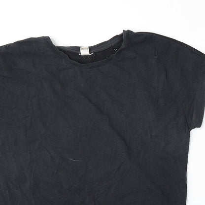 Reebok Womens Black  Polyester Basic T-Shirt Size M Round Neck