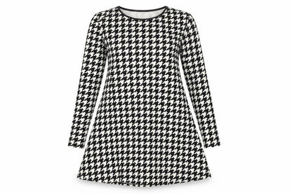 MissLook Womens Multicoloured Houndstooth Polyester Skater Dress  Size S  Round Neck