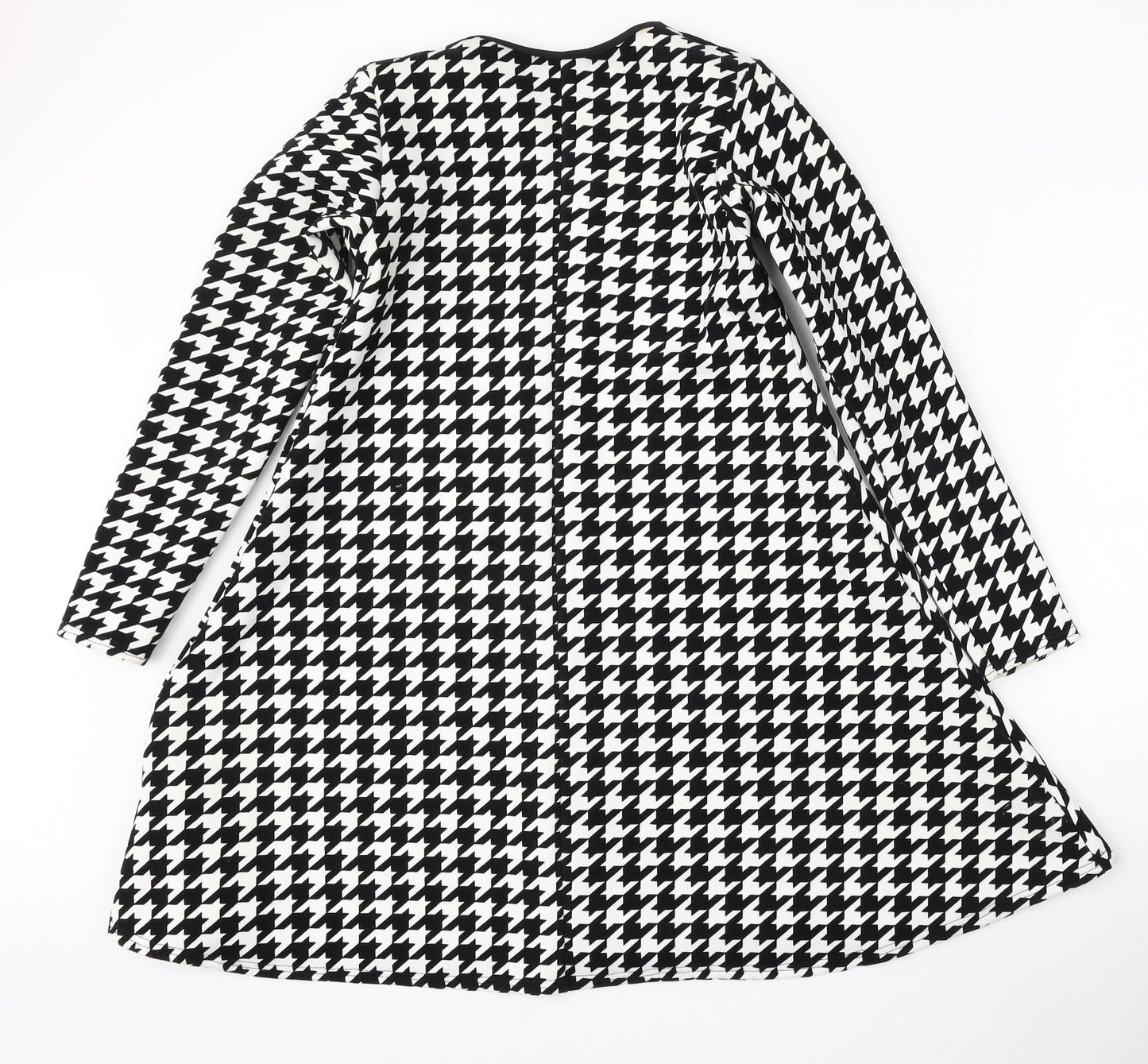 MissLook Womens Multicoloured Houndstooth Polyester Skater Dress  Size S  Round Neck