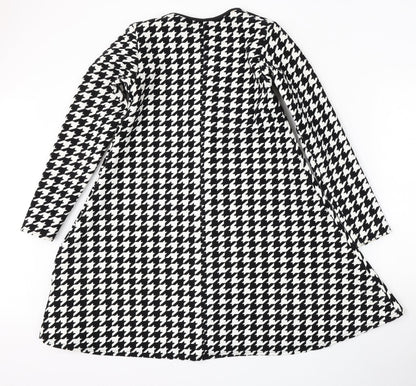 MissLook Womens Multicoloured Houndstooth Polyester Skater Dress  Size S  Round Neck