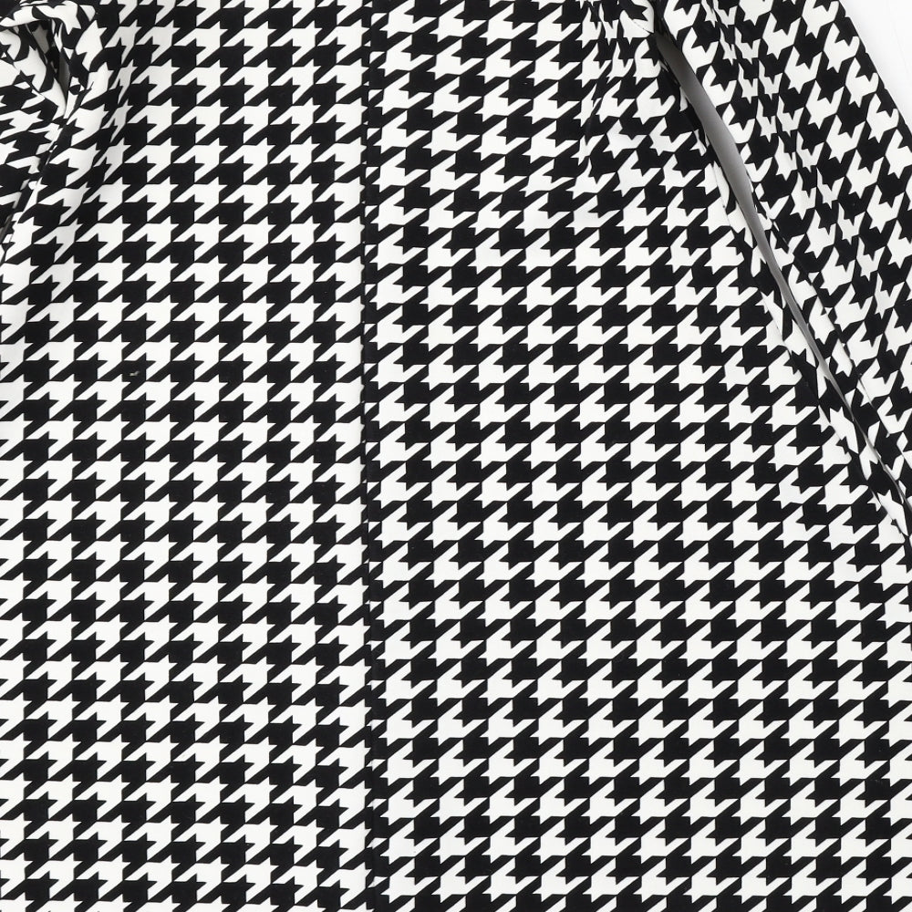 MissLook Womens Multicoloured Houndstooth Polyester Skater Dress  Size S  Round Neck