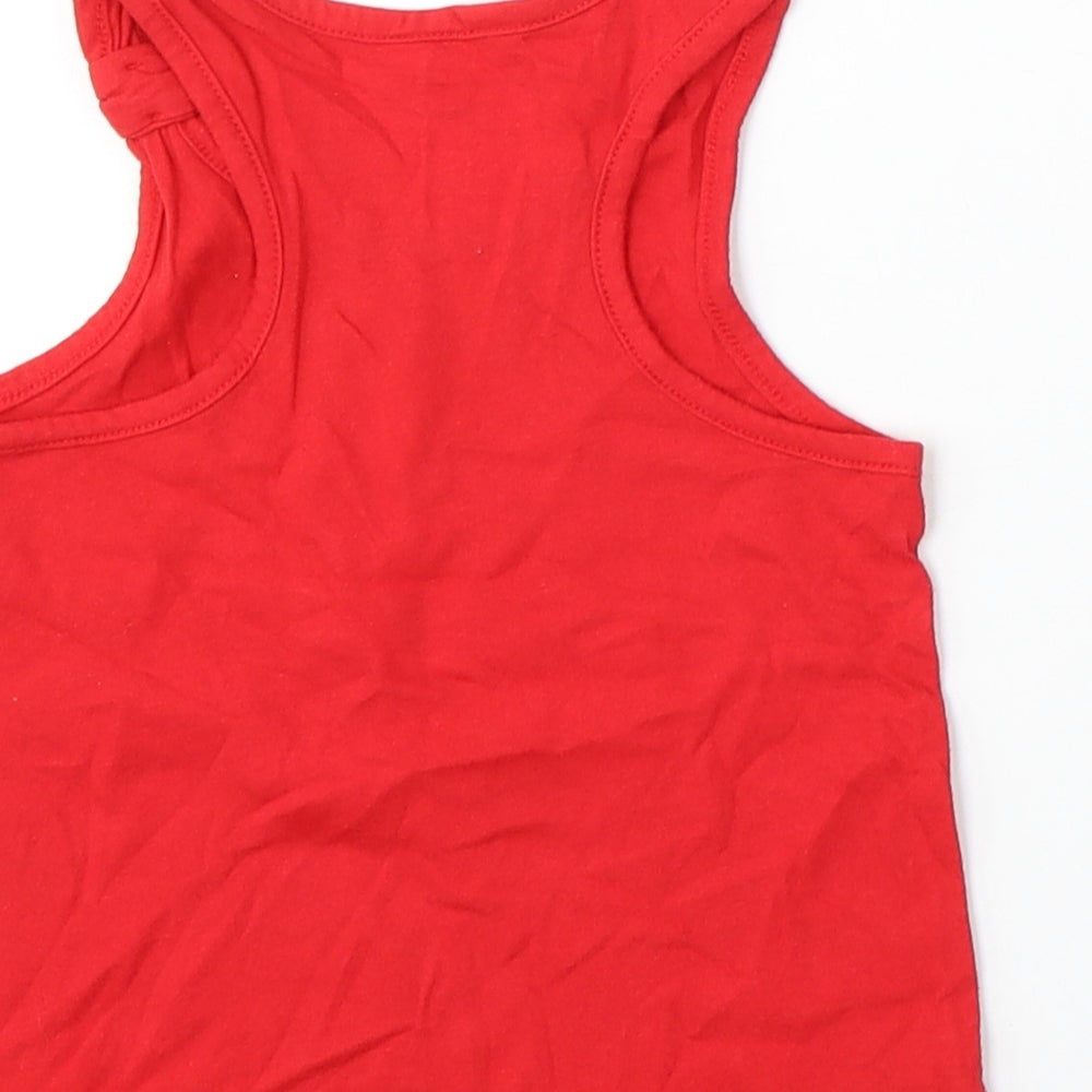 BabyGAP Girls Red  Cotton Basic Tank Size 3 Years Round Neck