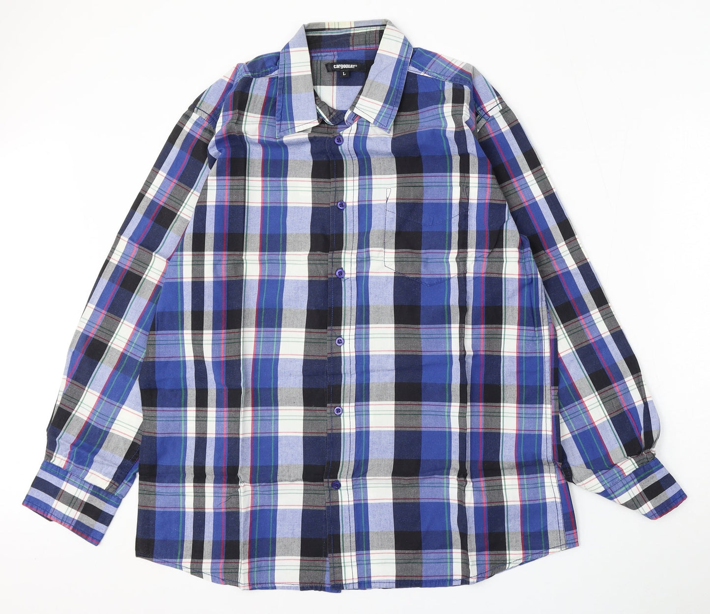 Mens UK Size L cargoquay Blue  Button-Up Long Sleeve Casual Shirt