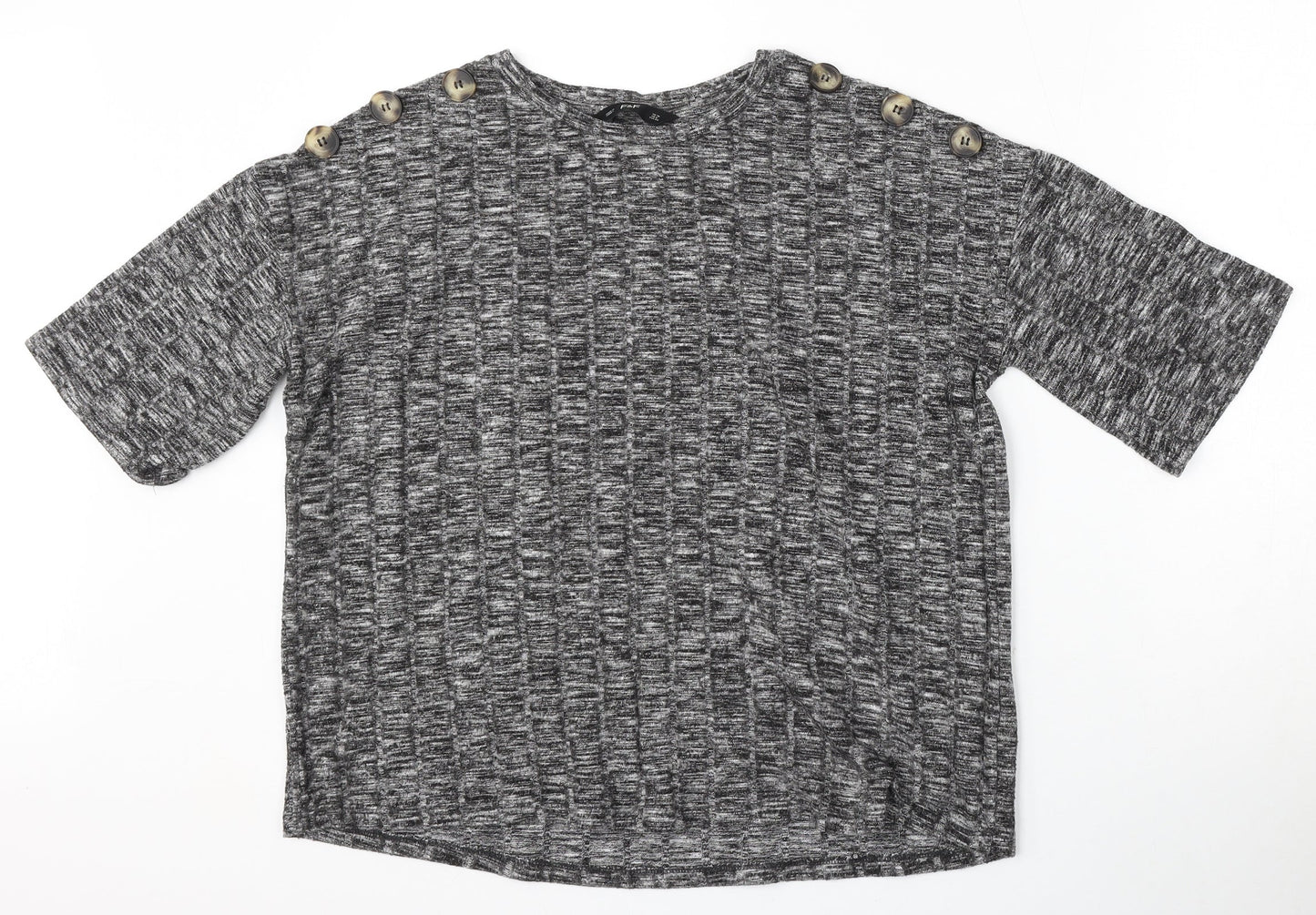 F&F Womens Grey Round Neck  Viscose Pullover Jumper Size 10