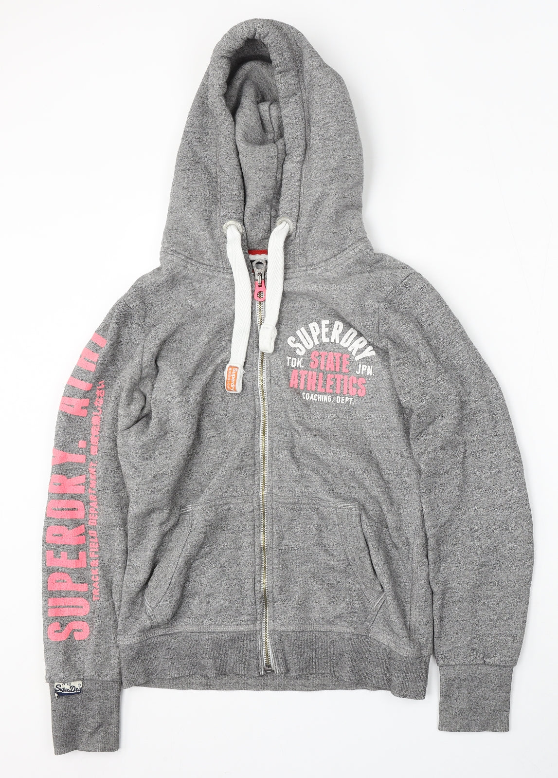 Superdry Womens Grey  Cotton Full Zip Hoodie Size M  Zip