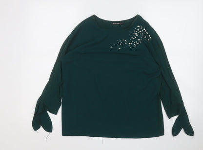 Womens UK Size M Stradivarius Green Basic Blouse