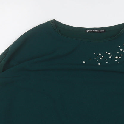 Womens UK Size M Stradivarius Green Basic Blouse