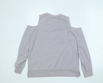 New Look Womens Grey  Cotton Pullover Sweatshirt Size 10
