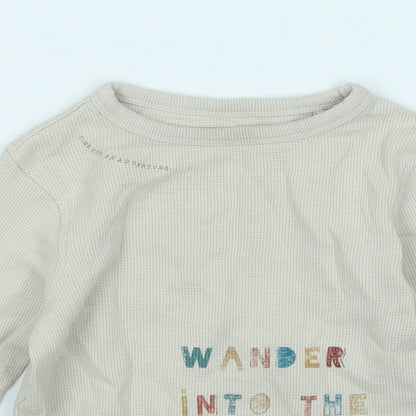 George Boys Beige  Cotton Basic T-Shirt Size 2-3 Years Round Neck