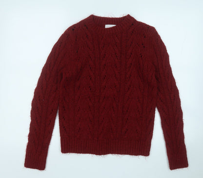 Womens UK Size S Papaya Red Pullover Jumper