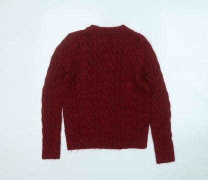 Womens UK Size S Papaya Red Pullover Jumper