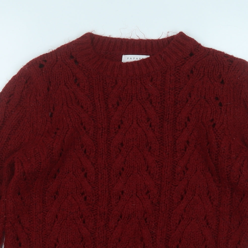 Womens UK Size S Papaya Red Pullover Jumper