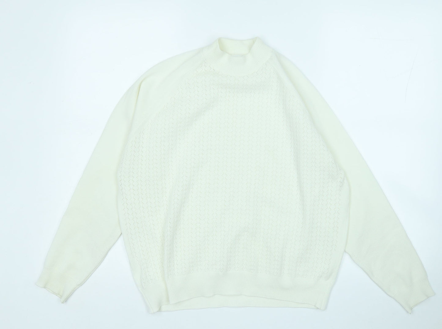 Womens UK Size L Preworn White Pullover Jumper