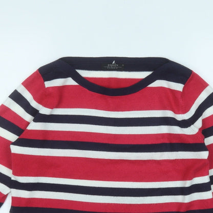 Papaya Womens Pink Round Neck Striped Acrylic Pullover Jumper Size 12