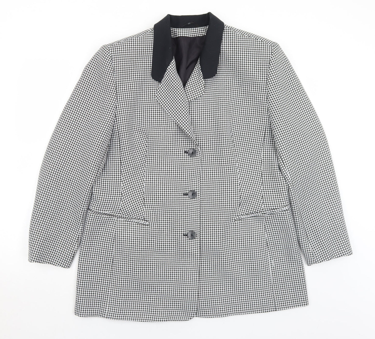 C&A Womens Black Houndstooth  Jacket  Size 16  Button