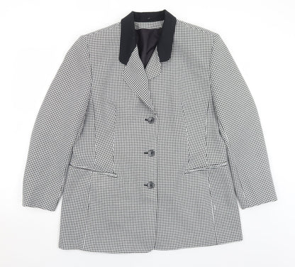 C&A Womens Black Houndstooth  Jacket  Size 16  Button