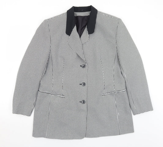 C&A Womens Black Houndstooth  Jacket  Size 16  Button