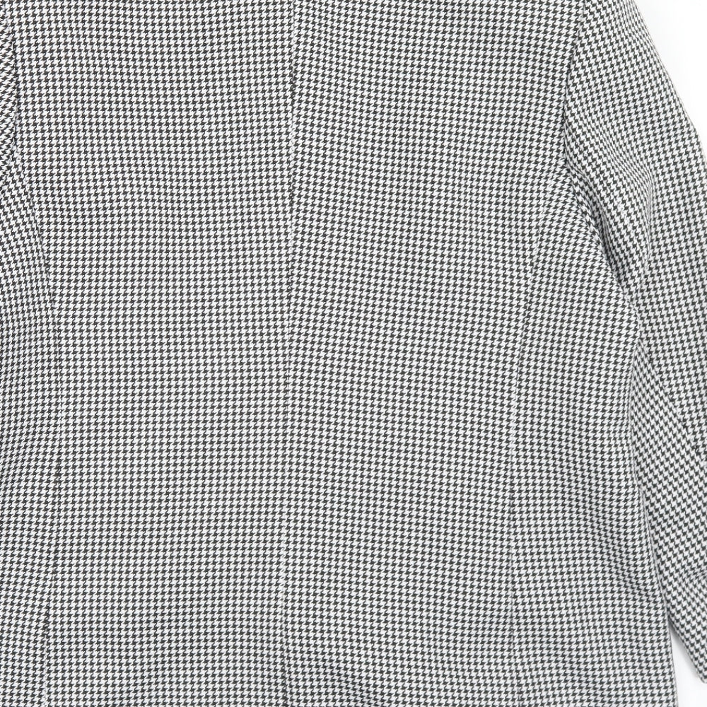 C&A Womens Black Houndstooth  Jacket  Size 16  Button
