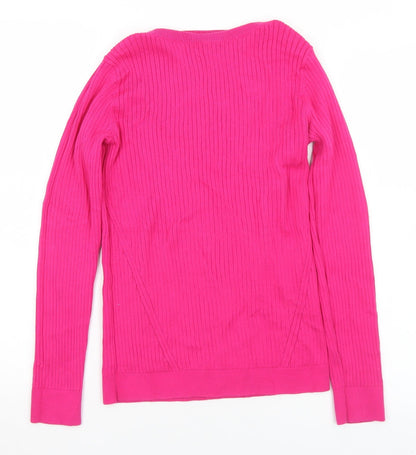 Lands' End Womens Pink Boat Neck  Cotton Pullover Jumper Size S