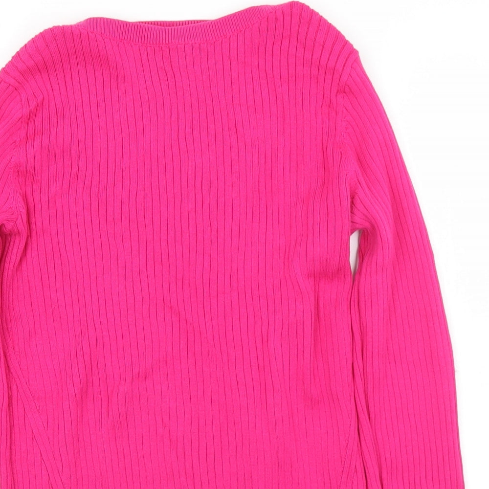 Lands' End Womens Pink Boat Neck  Cotton Pullover Jumper Size S