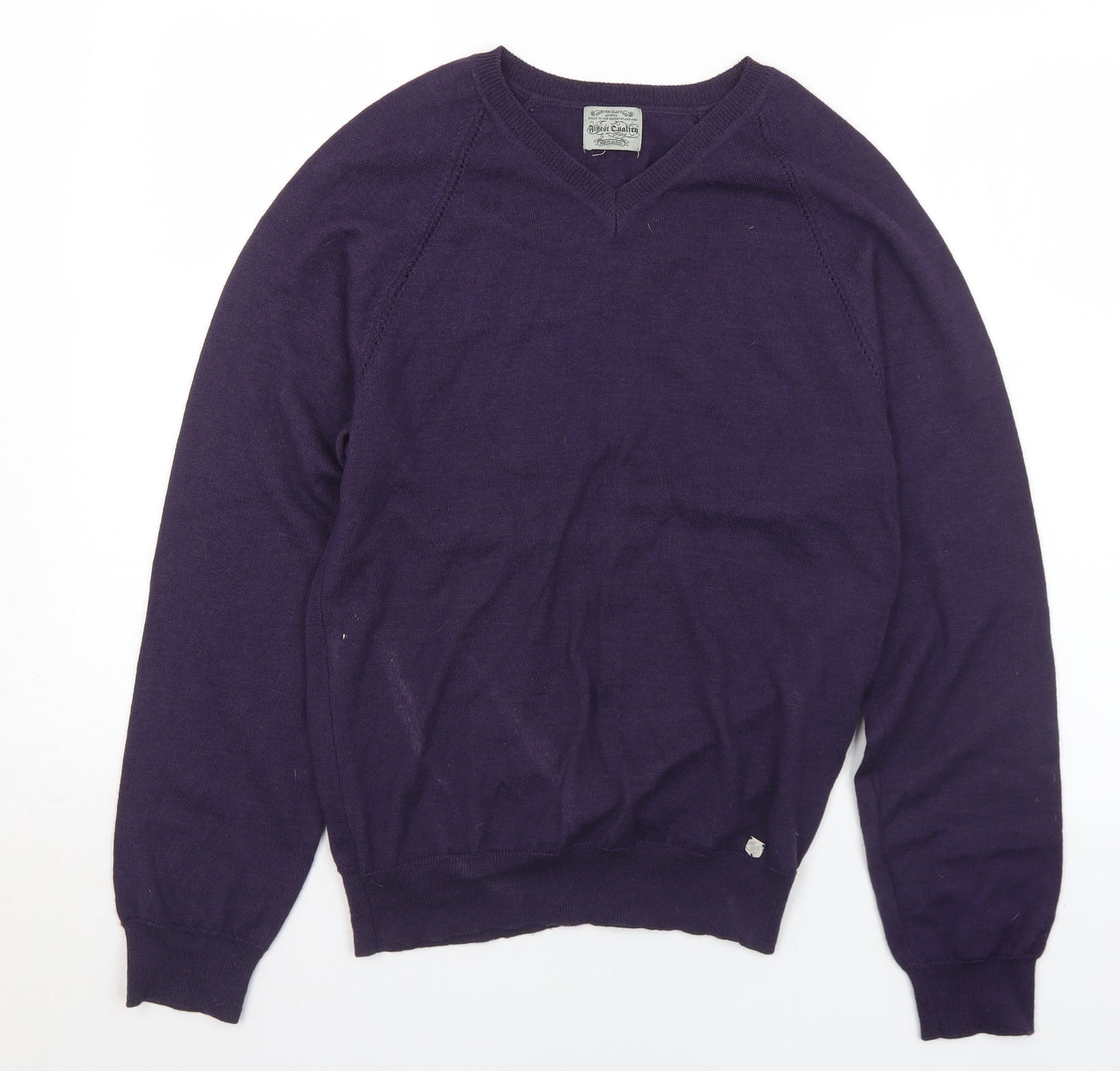 River Island  Mens Purple V-Neck  Acrylic Pullover Jumper Size M