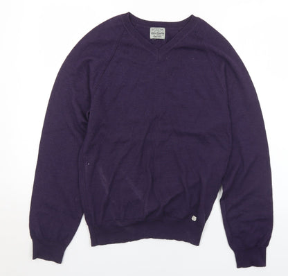 River Island  Mens Purple V-Neck  Acrylic Pullover Jumper Size M
