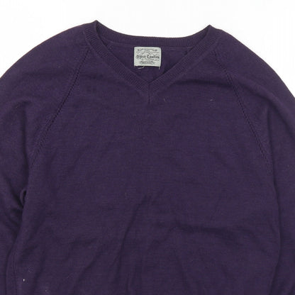 River Island  Mens Purple V-Neck  Acrylic Pullover Jumper Size M