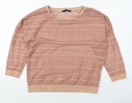 Primark Womens Pink Round Neck  Cotton Pullover Jumper Size 12