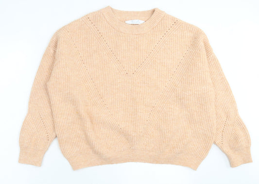 Primark Womens Orange Crew Neck  Acrylic Pullover Jumper Size XL